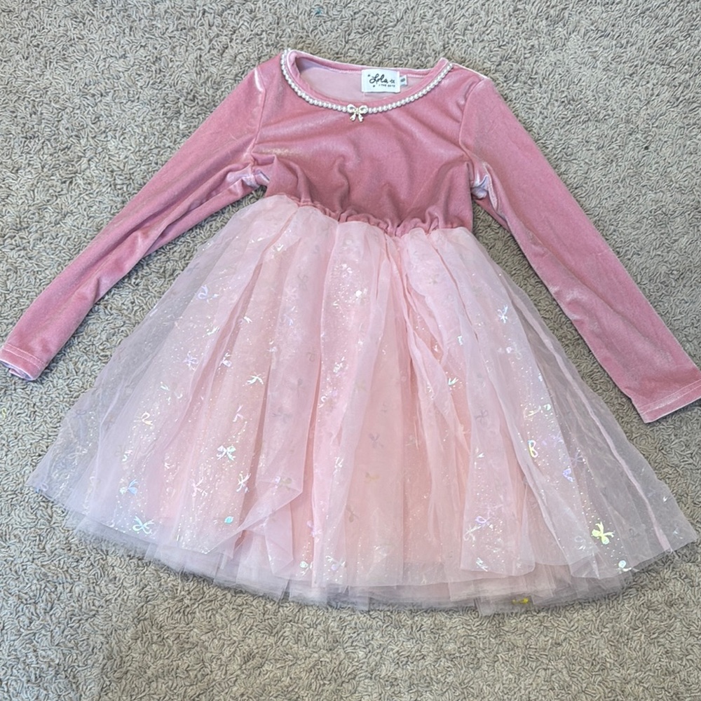 Lola and the boys Pink Velvet and Tulle Dress